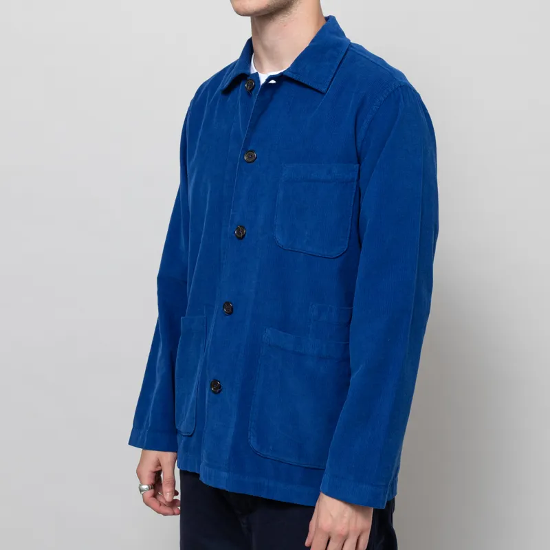 Universal Works Bakers Overshirt Work Blue Organic Fine Cord-1