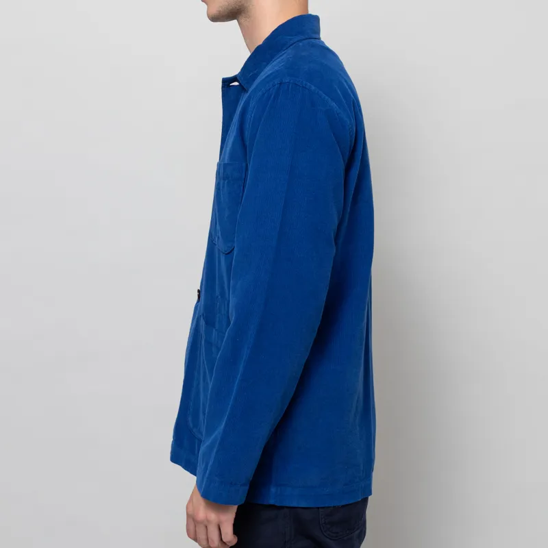 Universal Works Bakers Overshirt Work Blue Organic Fine Cord-2