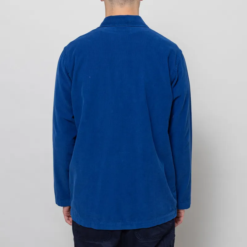 Universal Works Bakers Overshirt Work Blue Organic Fine Cord-3