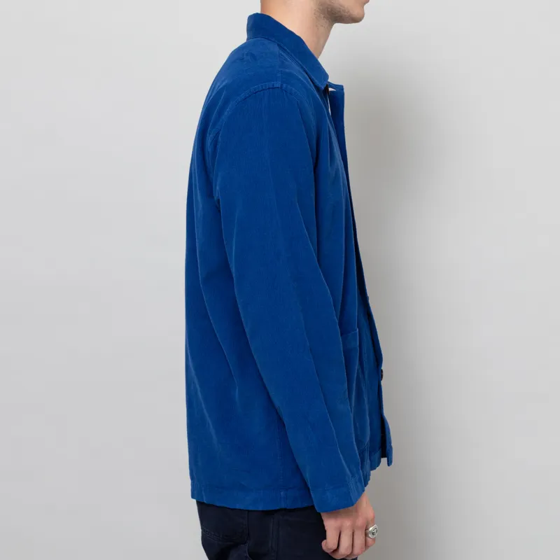 Universal Works Bakers Overshirt Work Blue Organic Fine Cord-4