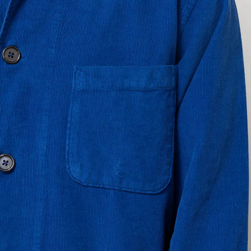 Universal Works Bakers Overshirt Work Blue Organic Fine Cord-7