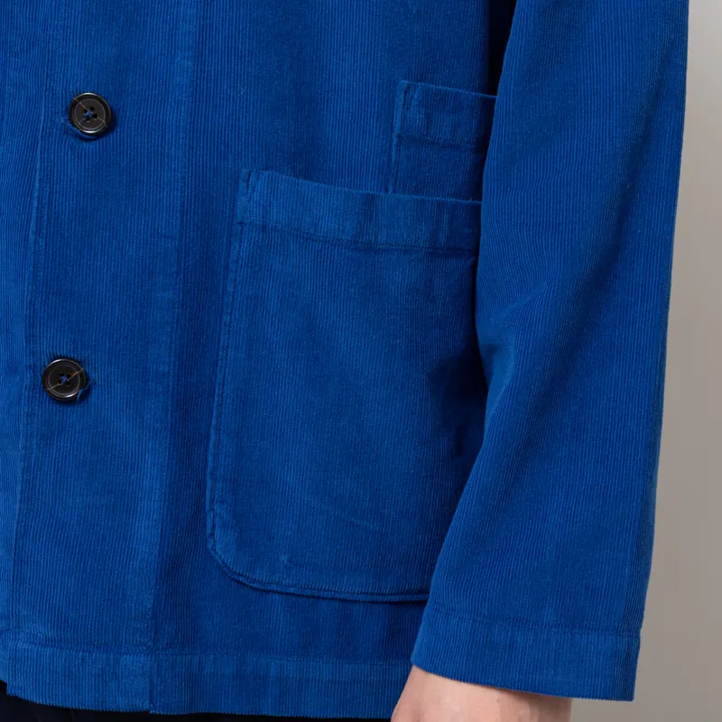 Universal Works Bakers Overshirt Work Blue Organic Fine Cord-8