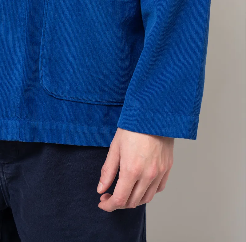 Universal Works Bakers Overshirt Work Blue Organic Fine Cord-10