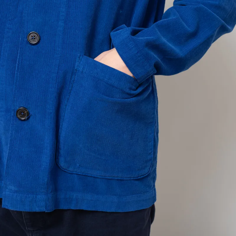 Universal Works Bakers Overshirt Work Blue Organic Fine Cord-9