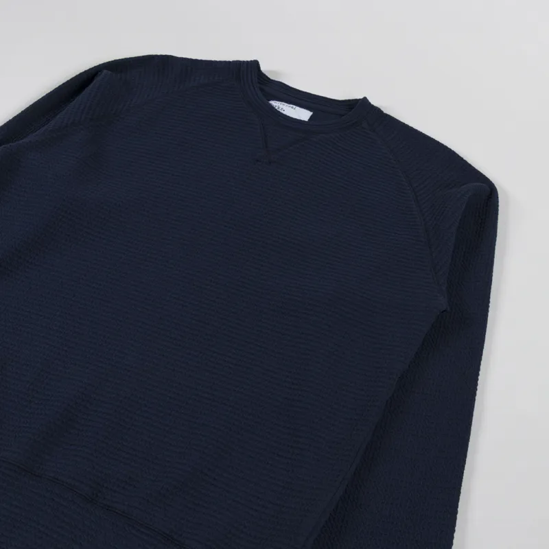 Universal Works Mr K Crew Sweatshirt Navy Fantasy Interlock-2