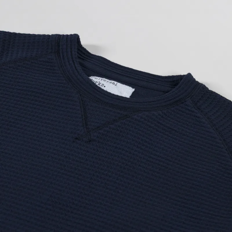 Universal Works Mr K Crew Sweatshirt Navy Fantasy Interlock-4