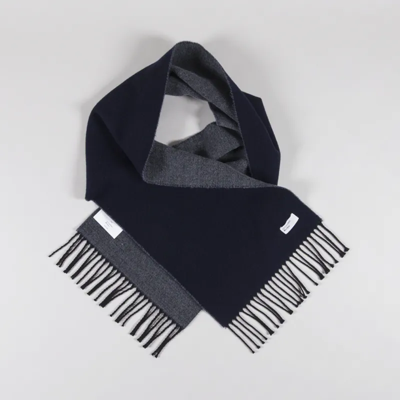 Universal Works Double Sided Scarf Navy Mid Grey-1