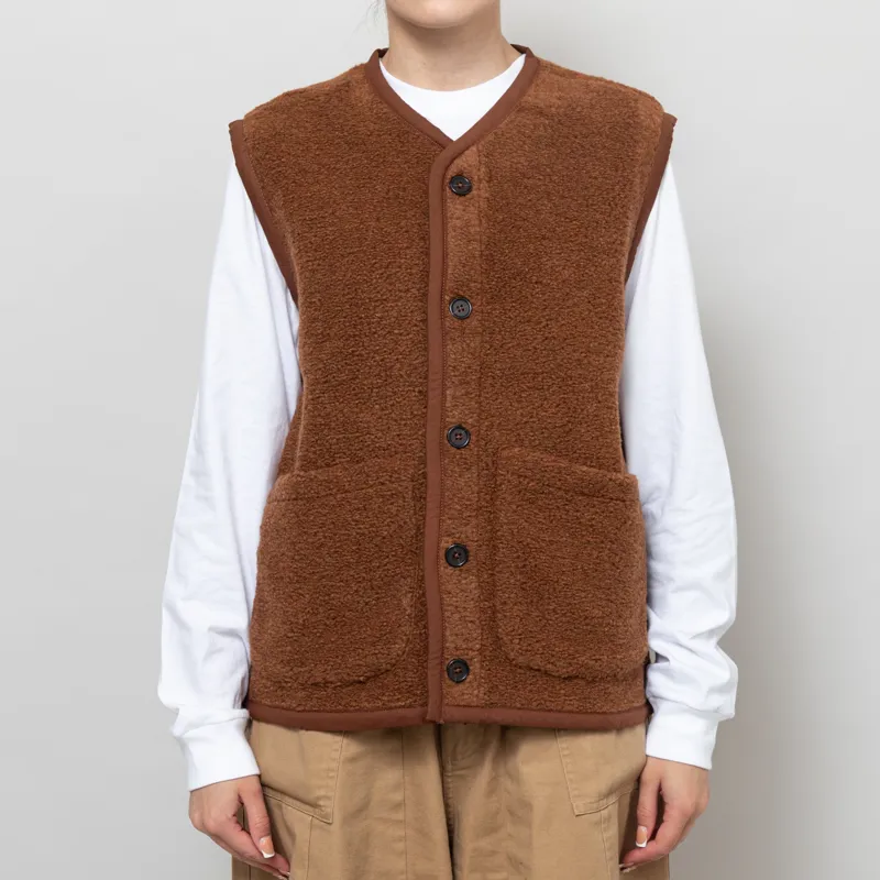 Universal Works Womens Lancaster Gilet Cumin Alvar Fleece