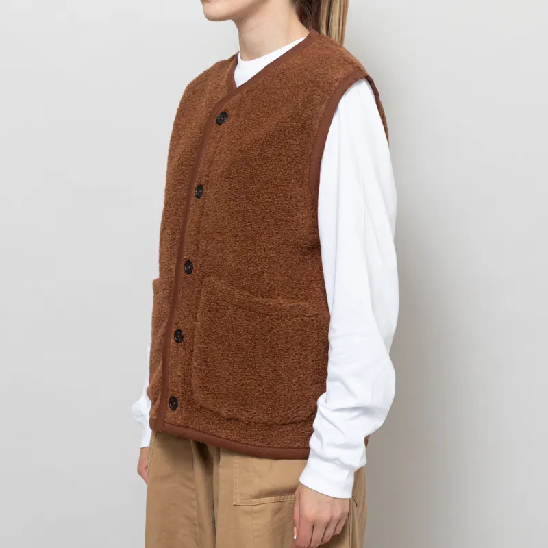 Universal Works Womens Lancaster Gilet Cumin Alvar Fleece-1