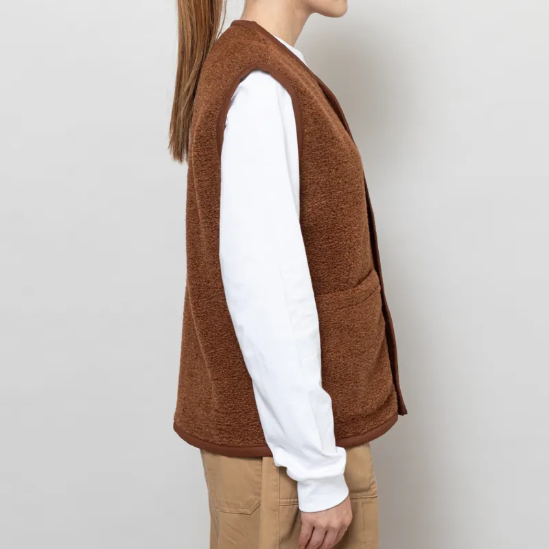 Universal Works Womens Lancaster Gilet Cumin Alvar Fleece-4