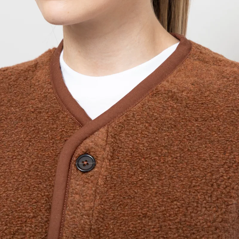 Universal Works Womens Lancaster Gilet Cumin Alvar Fleece-5