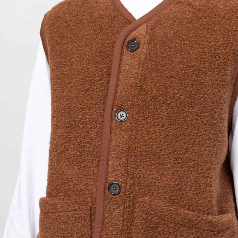 Universal Works Womens Lancaster Gilet Cumin Alvar Fleece-6