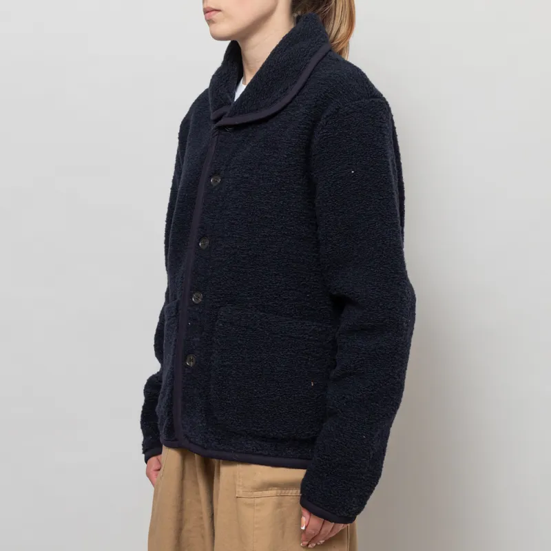 Universal Works Womens Lancaster Jacket Navy Alvar Fleece-1