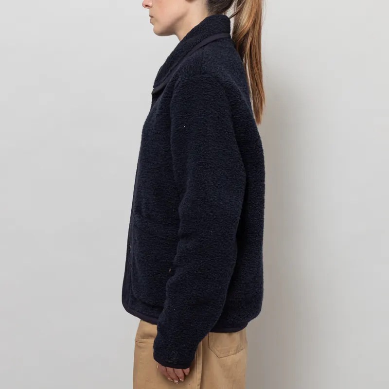 Universal Works Womens Lancaster Jacket Navy Alvar Fleece-2