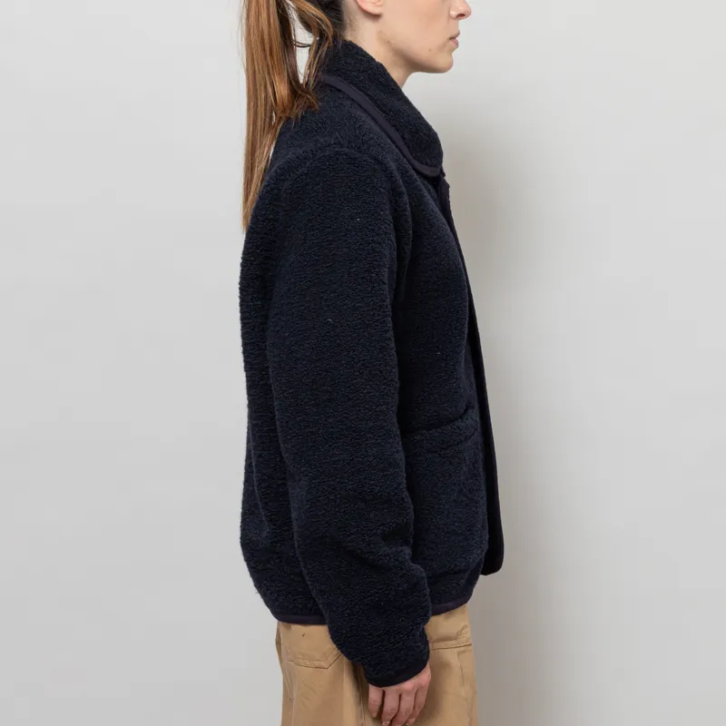 Universal Works Womens Lancaster Jacket Navy Alvar Fleece-4