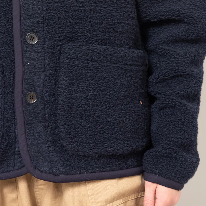 Universal Works Womens Lancaster Jacket Navy Alvar Fleece-7