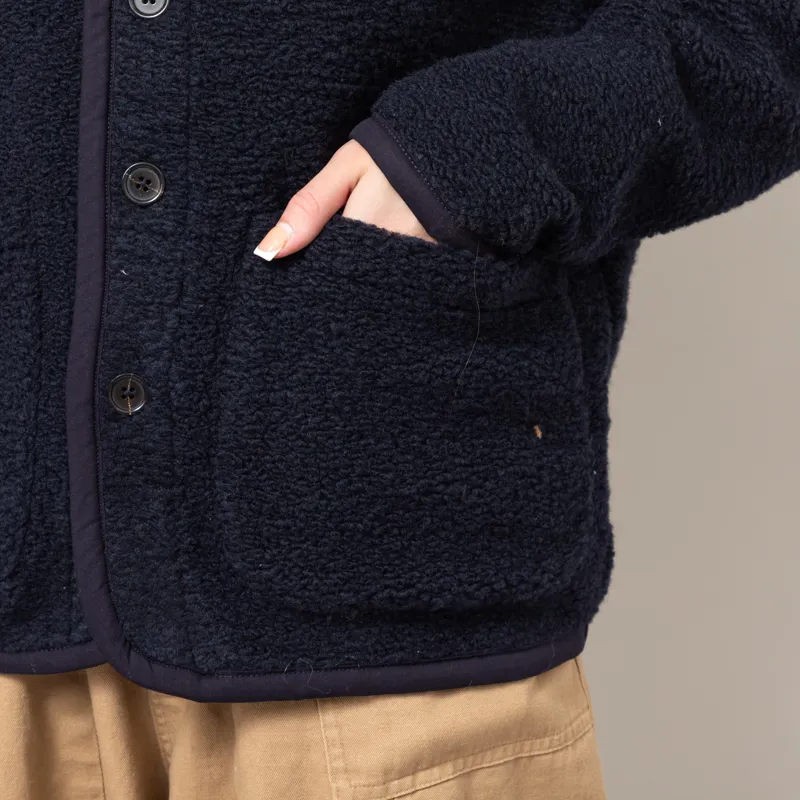 Universal Works Womens Lancaster Jacket Navy Alvar Fleece-9