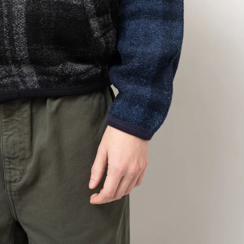Universal Works Button Front Bomber Grey MOH Check Fleece-8