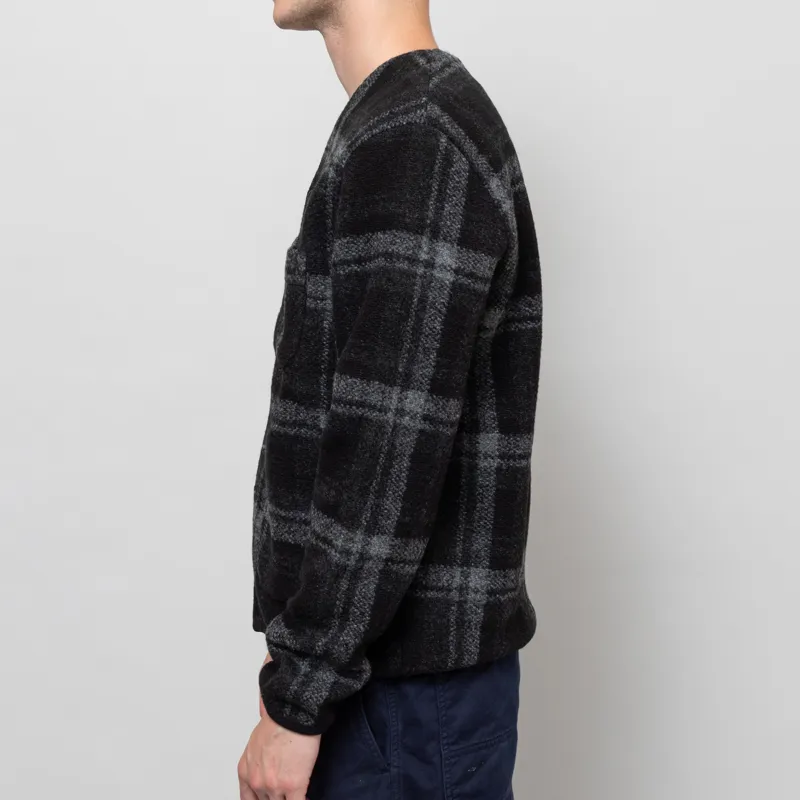 Universal Works Cardigan Grey MOH Check Fleece-2