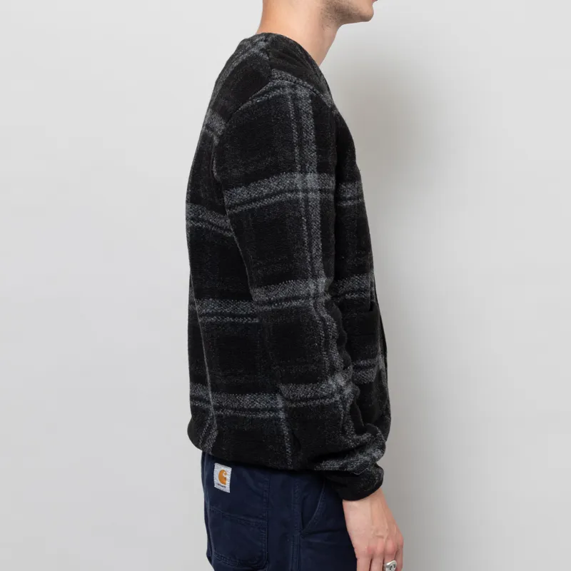 Universal Works Cardigan Grey MOH Check Fleece-4