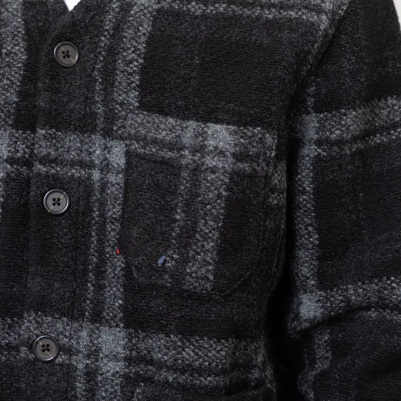 Universal Works Cardigan Grey MOH Check Fleece-8