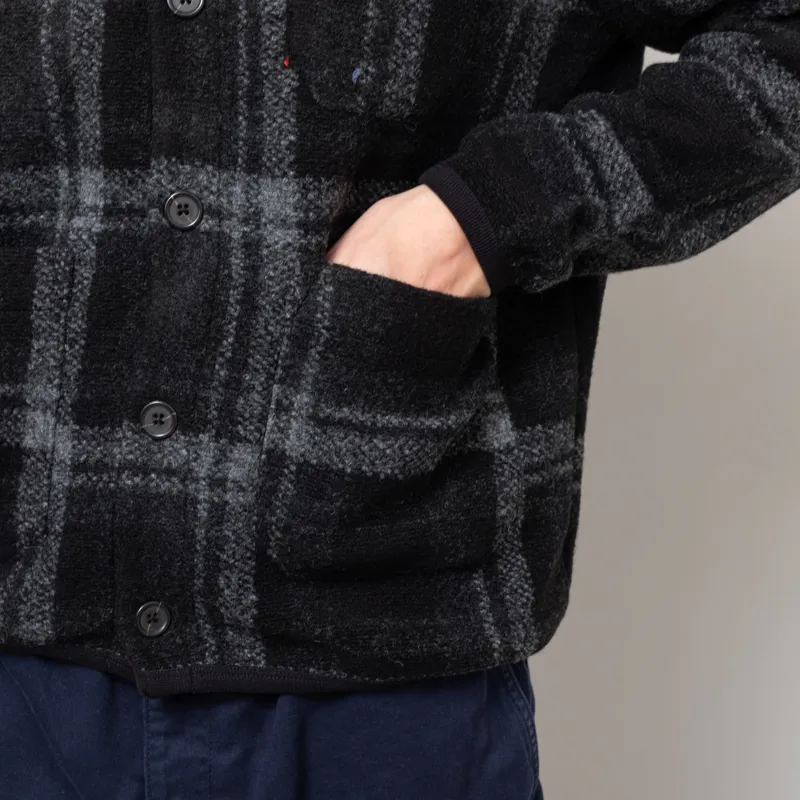 Universal Works Cardigan Grey MOH Check Fleece-10