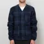 Universal Works Cardigan Navy MOH Check Fleece