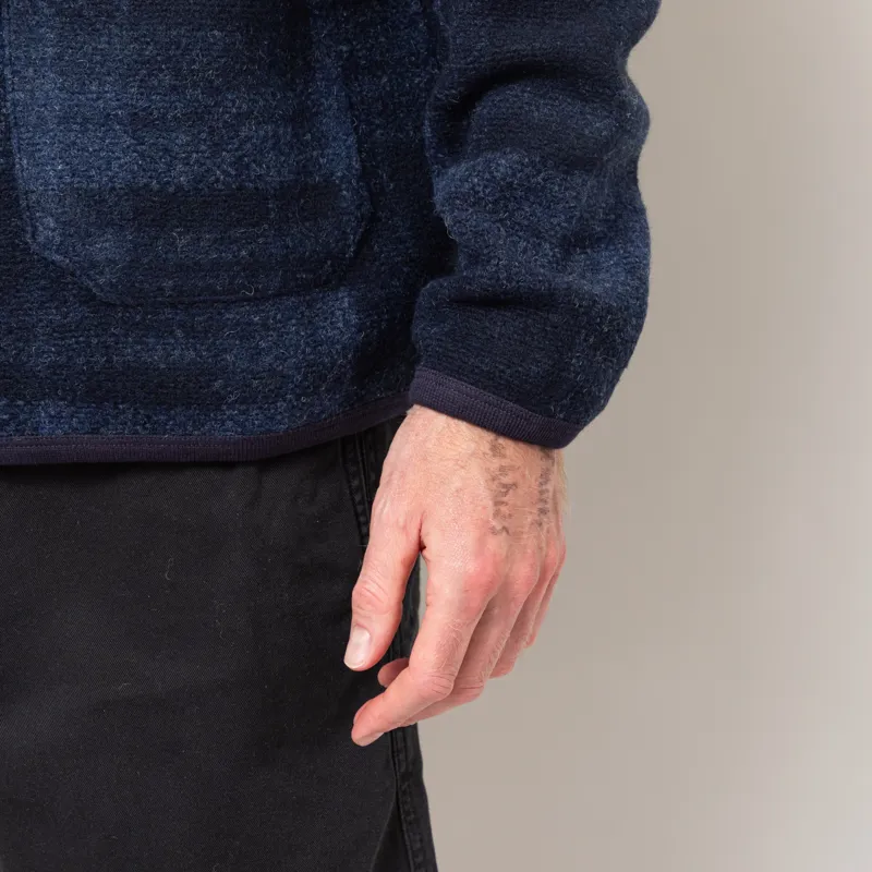 Universal Works Cardigan Navy MOH Check Fleece-9