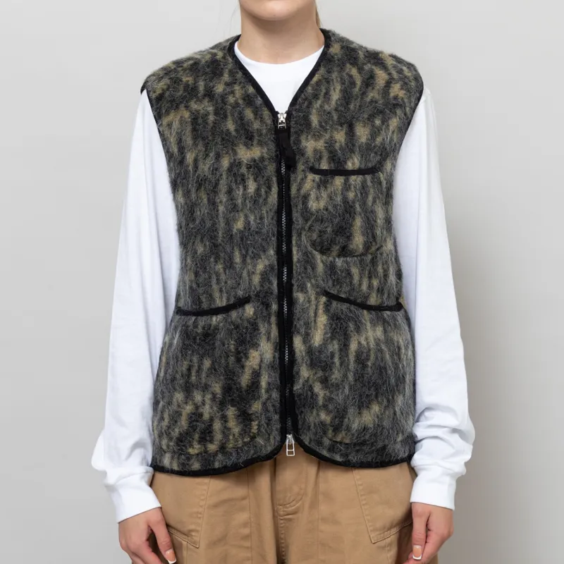 Universal Works Womens Zip Gilet Charcoal Dolce Fleece