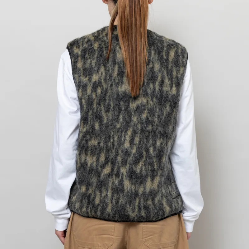 Universal Works Womens Zip Gilet Charcoal Dolce Fleece-3