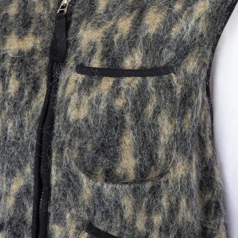 Universal Works Womens Zip Gilet Charcoal Dolce Fleece-7