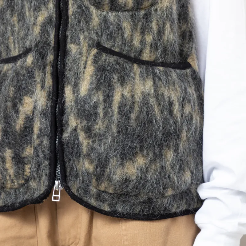 Universal Works Womens Zip Gilet Charcoal Dolce Fleece-6