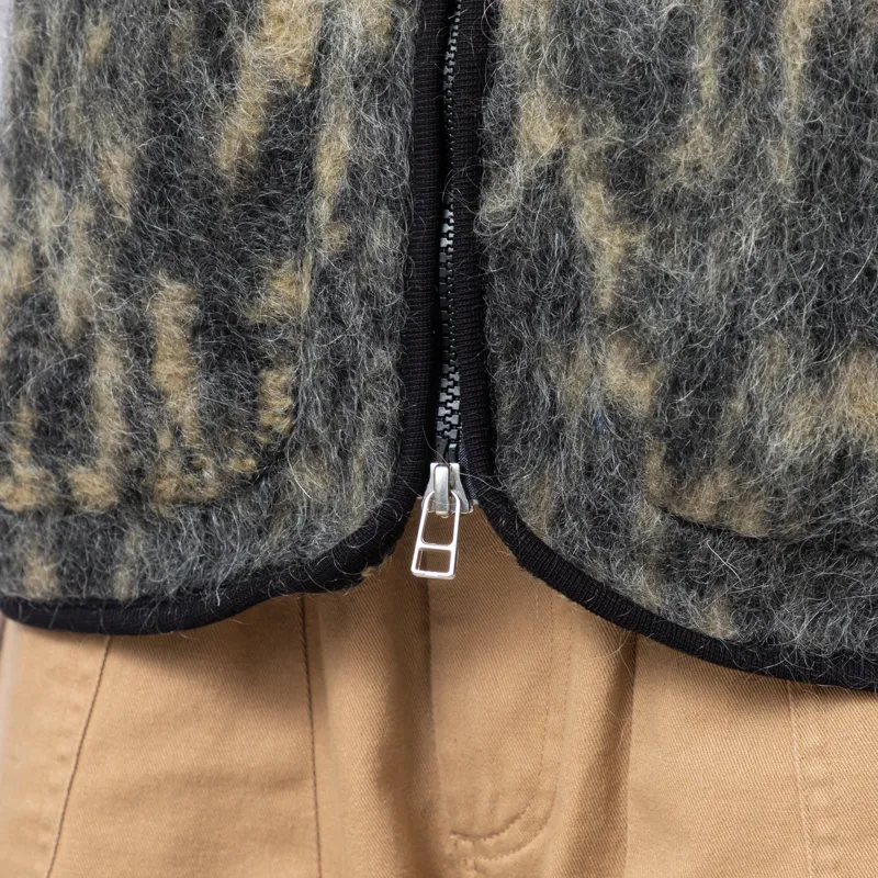 Universal Works Womens Zip Gilet Charcoal Dolce Fleece-9