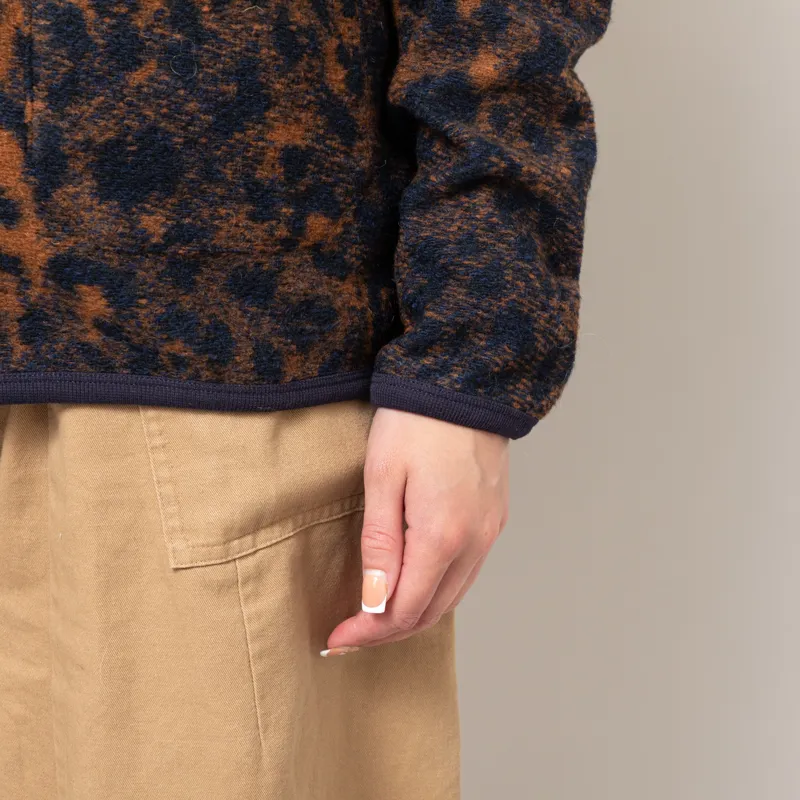 Universal Works Womens Cardigan Dark Navy Brown Night Leopard-9