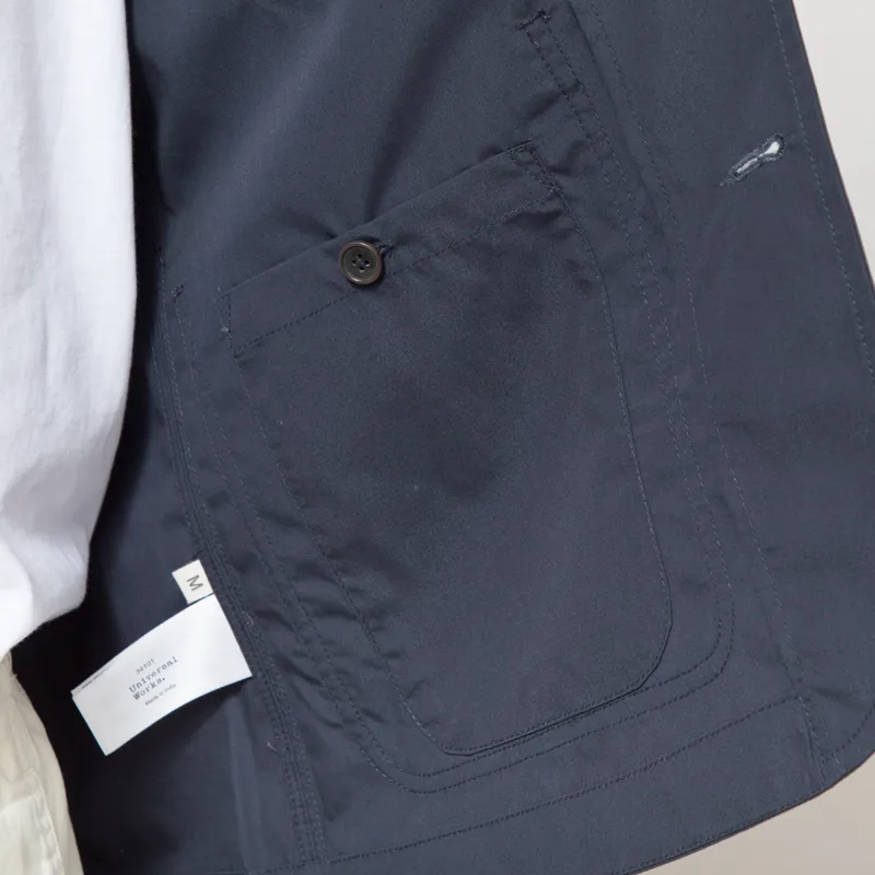 Universal Works Bakers Jacket Navy Recycled Poly Tech-10