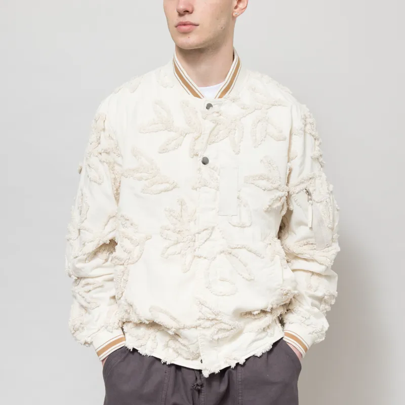 Universal Works NS Bomber Jacket Ecru 3D Flower