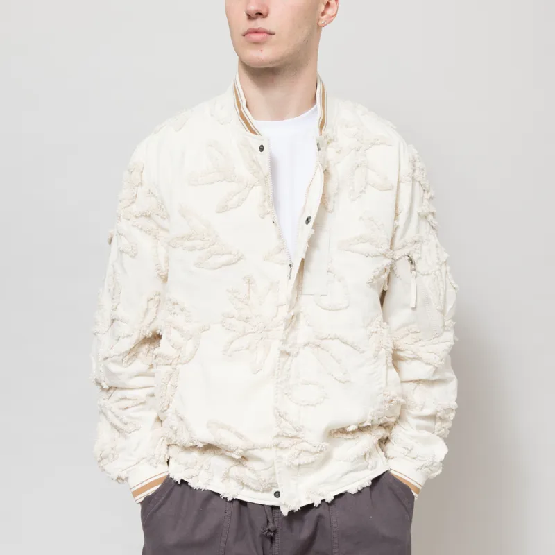Universal Works NS Bomber Jacket Ecru 3D Flower-1