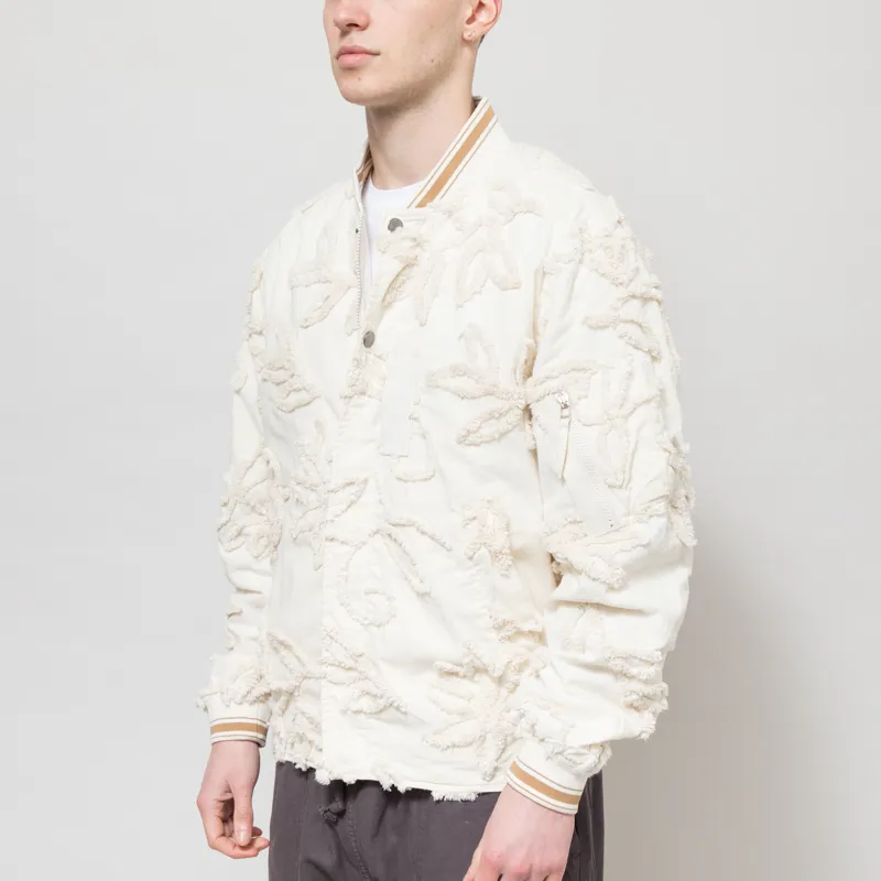Universal Works NS Bomber Jacket Ecru 3D Flower-2