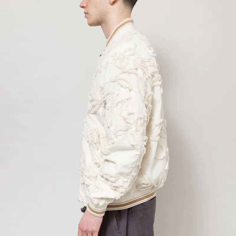 Universal Works NS Bomber Jacket Ecru 3D Flower-3