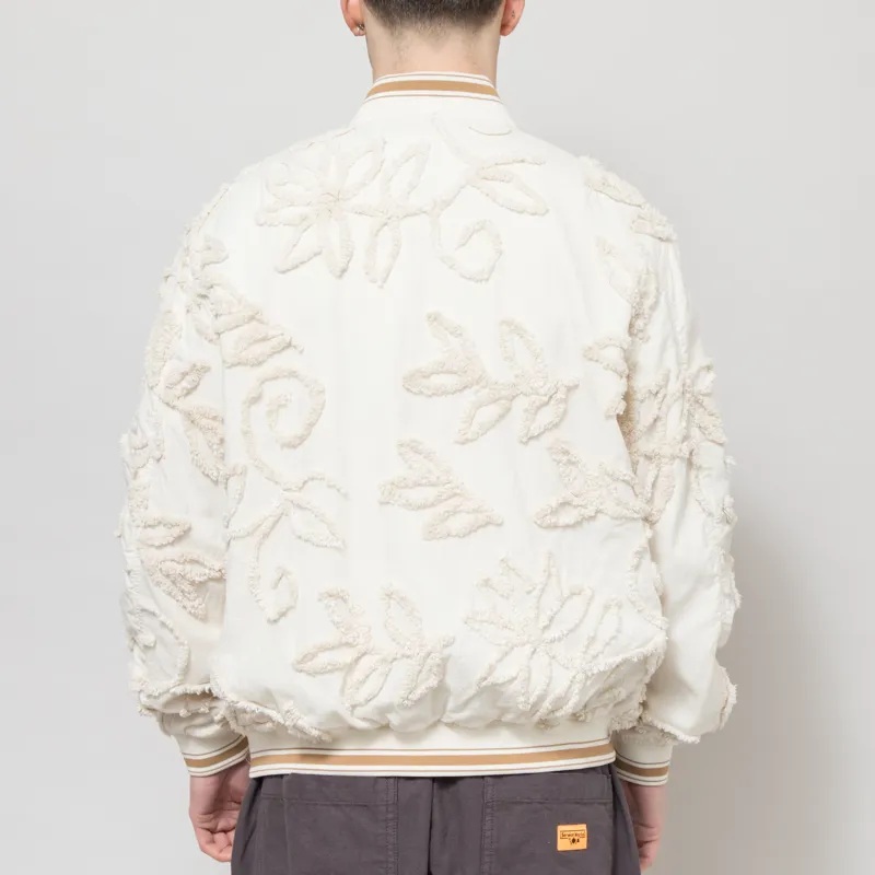 Universal Works NS Bomber Jacket Ecru 3D Flower-4