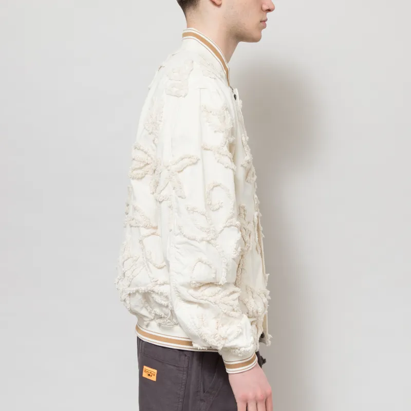 Universal Works NS Bomber Jacket Ecru 3D Flower-5