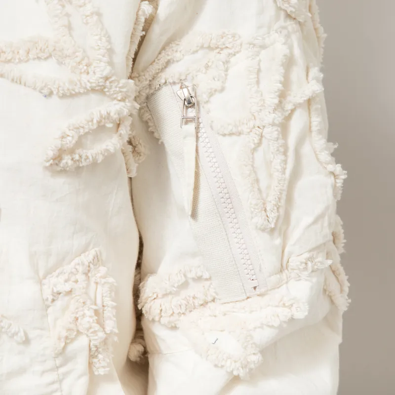 Universal Works NS Bomber Jacket Ecru 3D Flower-11