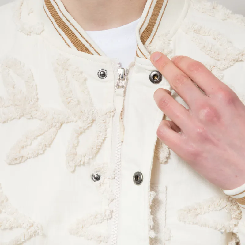 Universal Works NS Bomber Jacket Ecru 3D Flower-7