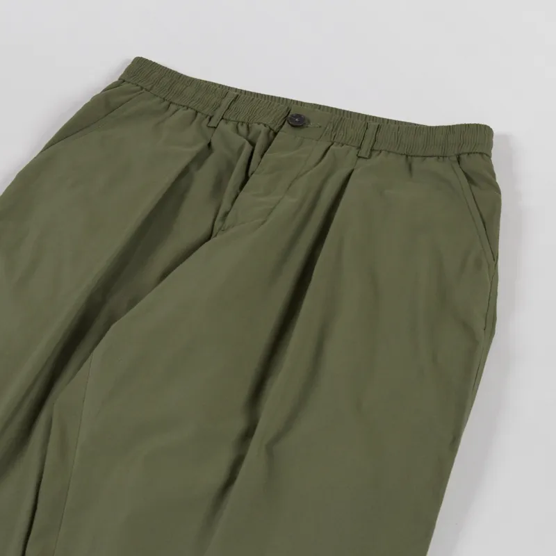 Universal Works Pleated Track Pant Olive Recycled Poly Tech-5