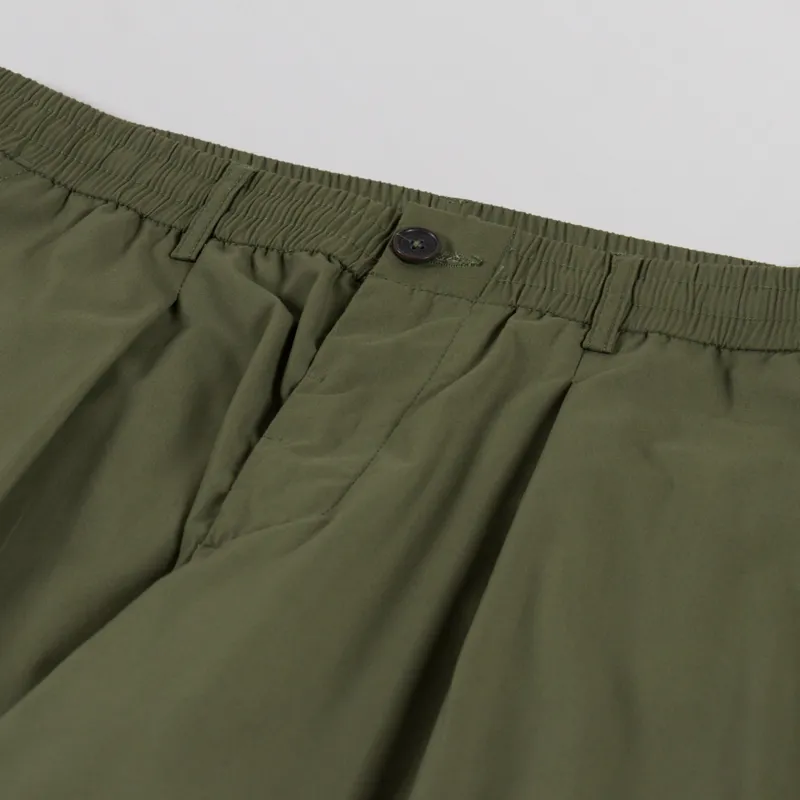 Universal Works Pleated Track Pant Olive Recycled Poly Tech-7