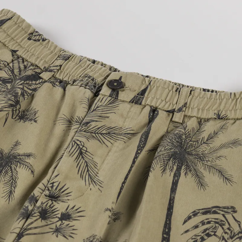 Universal Works Pleated Track Shorts Sand Jungle Toile Twill-8