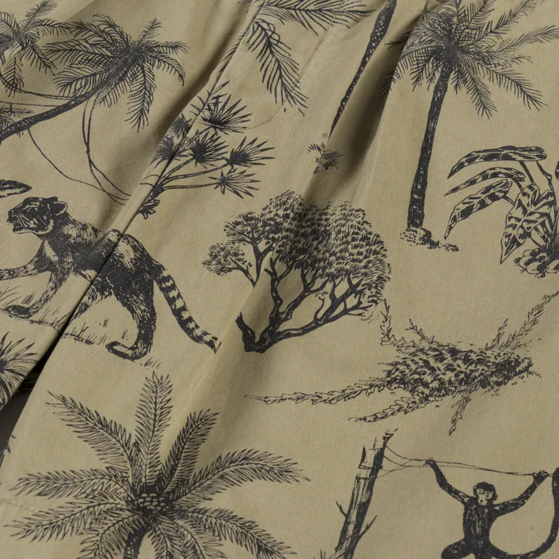 Universal Works Pleated Track Shorts Sand Jungle Toile Twill-5