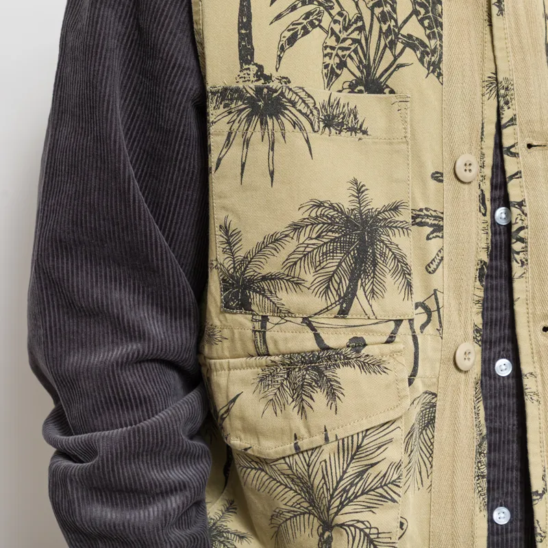 Universal Works 4 Pocket Gilet Sand Jungle Toile Twill-6