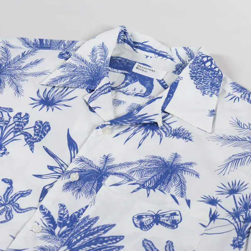 Universal Works Camp Shirt White Jungle Toile Poplin-2