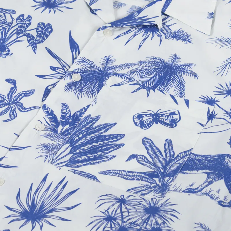 Universal Works Camp Shirt White Jungle Toile Poplin-3